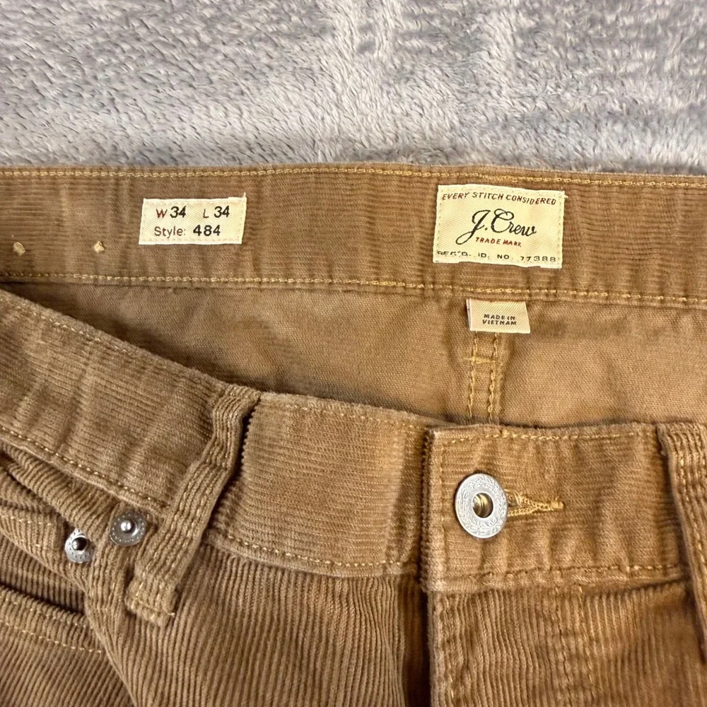 J Crew 484 Slim Fit Corduroy Pants Mens 34x34‎ Tan Brown 5-Pocket Trousers